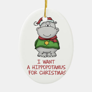 Hippopotamus voor Kerstmis - Cute Hippo Design Keramisch Ornament
