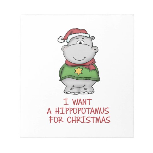 Hippopotamus voor Kerstmis - Cute Hippo Design Notitieblok (Voorkant)