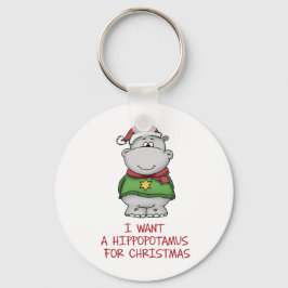 Hippopotamus voor Kerstmis - Cute Hippo Design Sleutelhanger