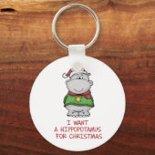 Hippopotamus voor Kerstmis - Cute Hippo Design Sleutelhanger (Voorkant)