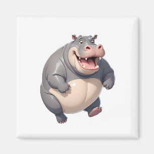 Hippopotamus vrolijk speels plezier springen in de magneet