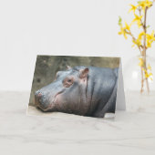 Hippopotamus wenskaart kaart (Gele Bloem)