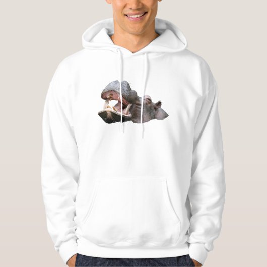 Hippopotamus White Men's Hoodies (Voorkant)