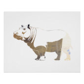 Hippopotamus Wildlife Natuur Silhouette Stijl Perfect Poster (Voorkant)