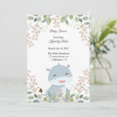 Hippopotamus Woodland Baby Shower Invitations Kaart (Staand voorkant)