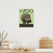 Hippopotamus WPA Zoo Poster Hippo Art (Keuken)