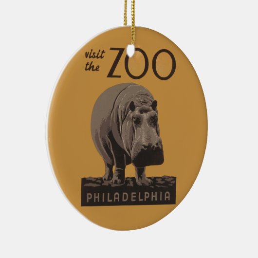 Hippopotamus WPA Zoo Poster Philadelphia Keramisch Ornament (Rechts)