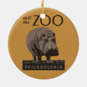 Hippopotamus  WPA Zoo Poster Philadelphia Keramisch Ornament (Achterkant)