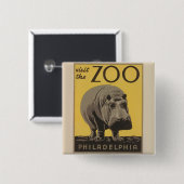 Hippopotamus  WPA Zoo Poster Philadelphia Vierkante Button 5,1 Cm (Voorkant /achterkant)