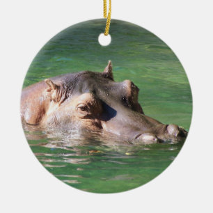 Hippopotamus zwemt op het oppervlak keramisch ornament