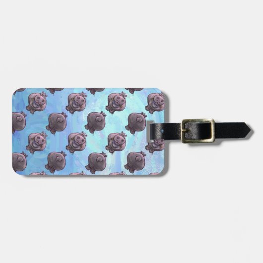 Hippopotamushoofden en trappenpatronen bagagelabel (Voorkant horizontaal)