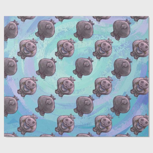 Hippopotamushoofden en trappenpatronen cadeaupapier (Vlak)