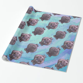 Hippopotamushoofden en trappenpatronen cadeaupapier