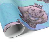 Hippopotamushoofden en trappenpatronen cadeaupapier (Rol Hoek)