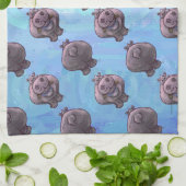 Hippopotamushoofden en trappenpatronen theedoek (Gevouwen)