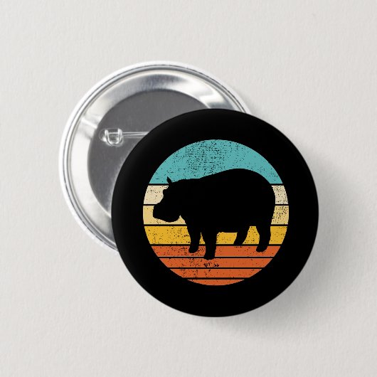 Hippopotomas Retro Sun Ronde Button 5,7 Cm (Voorkant /achterkant)
