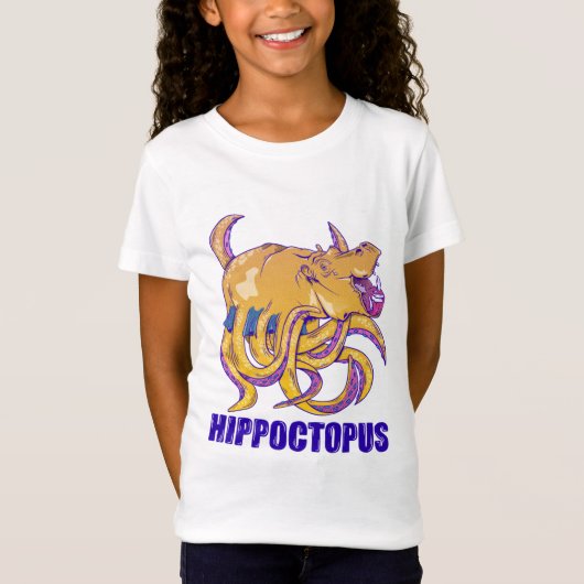 Hippopotomus octopus vreemd wezen t-shirt (Voorkant)