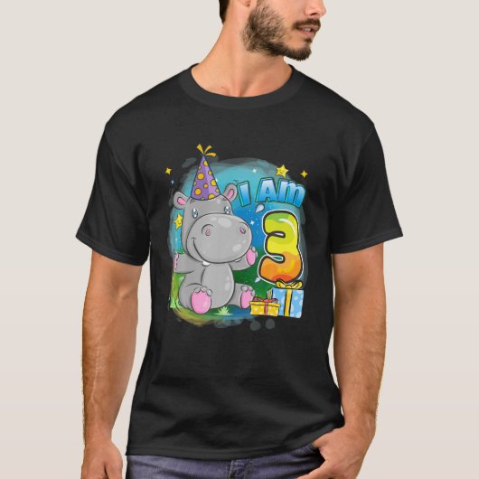 Hippos 3 jaar oud Kinder 3 jaar sinds 2018 T-shirt (Voorkant)