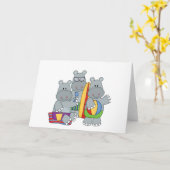 Hippos bij de Beach Tshirts en cadeautjes Kaart (Gele Bloem)