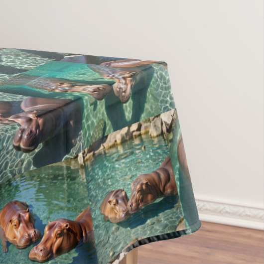 Hippos bij Play: A Pond Paradise Tafelkleed (Voorbeeld)