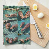 Hippos bij Play: A Pond Paradise Theedoek (Quarter Fold)