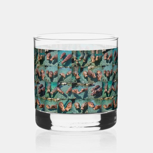 Hippos bij Play: A Pond Paradise Whisky Glas (Voorkant)
