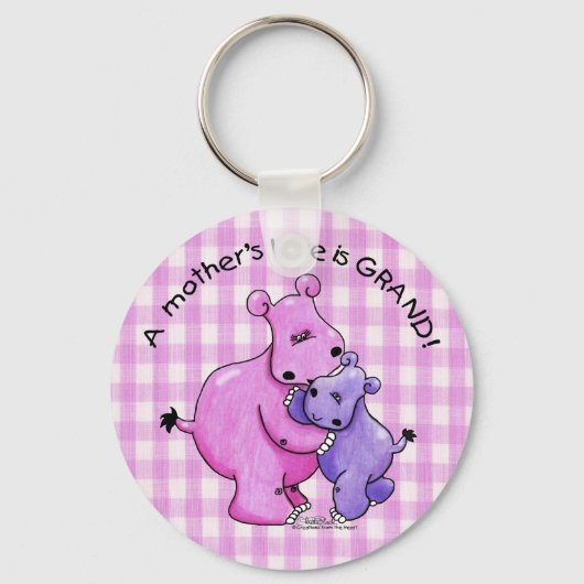 Hippos-Een moeders liefde is geweldig! Sleutelhanger (Voorkant)