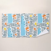 Hippos en vogels in het meer naadloze patroonvint badhanddoek (Badhanddoek)