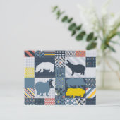 Hippos Faux Quilt Briefkaart (Staand voorkant)
