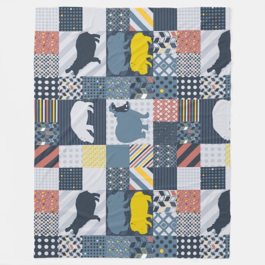 Hippos Faux Quilt Fleece Deken (Voorkant)