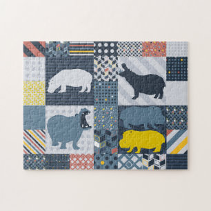 Hippos Faux Quilt Legpuzzel