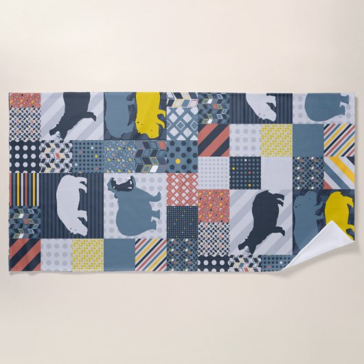 Hippos Faux Quilt Strandlaken (Voorkant)