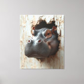 Hippo's grote entree - 3D-effect muurkunst Canvas Afdruk (Voorkant)