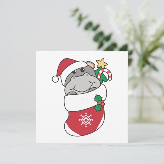 Hippos Holiday Feestdagenkaart (Staand voorkant)