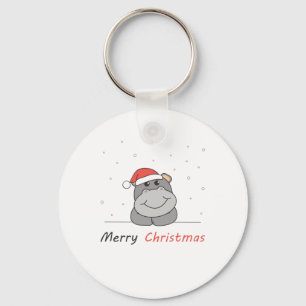 Hippos met winterwinterwinterdieren met hippo-kers sleutelhanger
