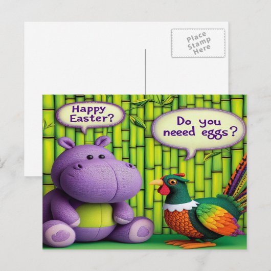 Hippo's Pasen Groet: Ei Levering Feestdagenkaart (Voorkant / Achterkant)