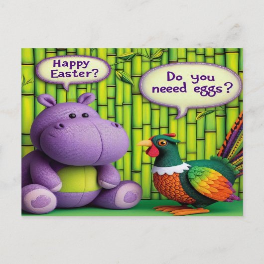 Hippo's Pasen Groet: Ei Levering Feestdagenkaart (Voorkant)