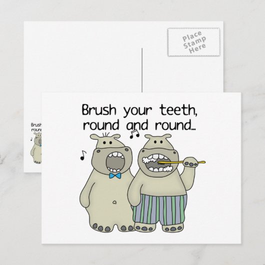Hippos penseel Uw Tanden Briefkaart (Voorkant / Achterkant)
