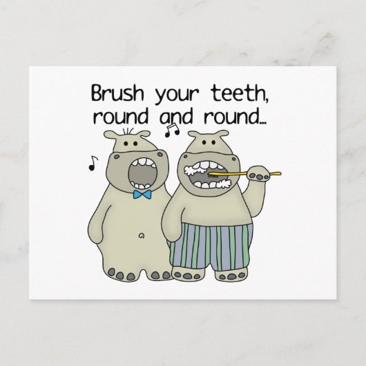 Hippos penseel Uw Tanden Briefkaart (Voorkant)