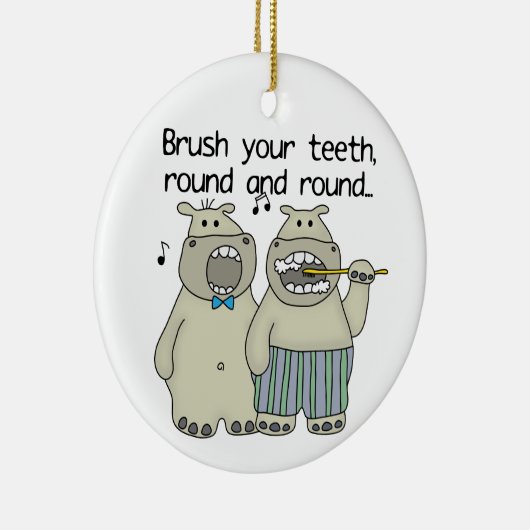 Hippos penseel Uw Tanden Keramisch Ornament (Rechts)