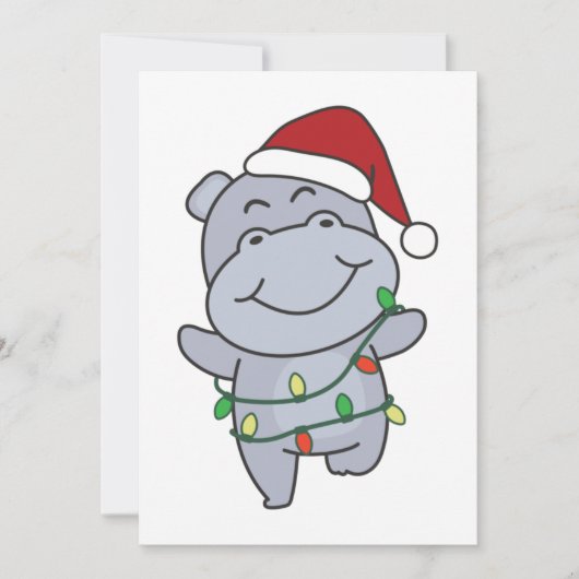 Hippos voor winterdieren met hippo-kerstwinter feestdagenkaart (Voorkant)