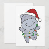 Hippos voor winterdieren met hippo-kerstwinter feestdagenkaart (Voorkant / Achterkant)