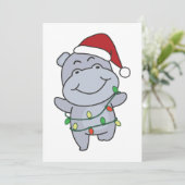 Hippos voor winterdieren met hippo-kerstwinter feestdagenkaart (Staand voorkant)