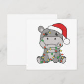 Hippos voor winterdieren met hippo-kerstwinter feestdagenkaart (Voorkant / Achterkant)