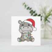 Hippos voor winterdieren met hippo-kerstwinter feestdagenkaart (Staand voorkant)