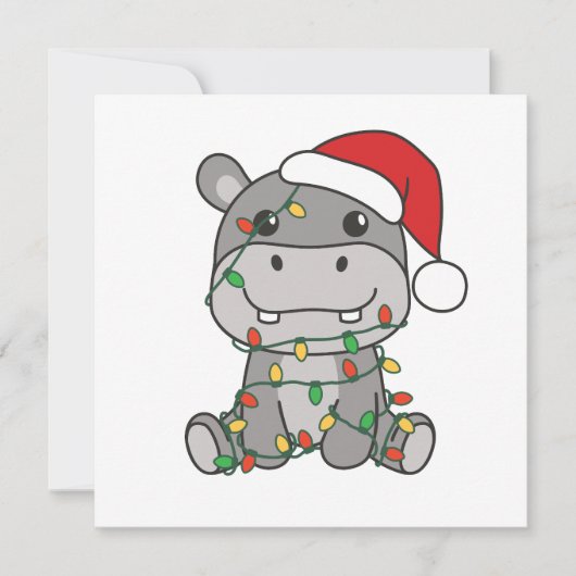 Hippos voor winterdieren met hippo-kerstwinter feestdagenkaart (Voorkant)