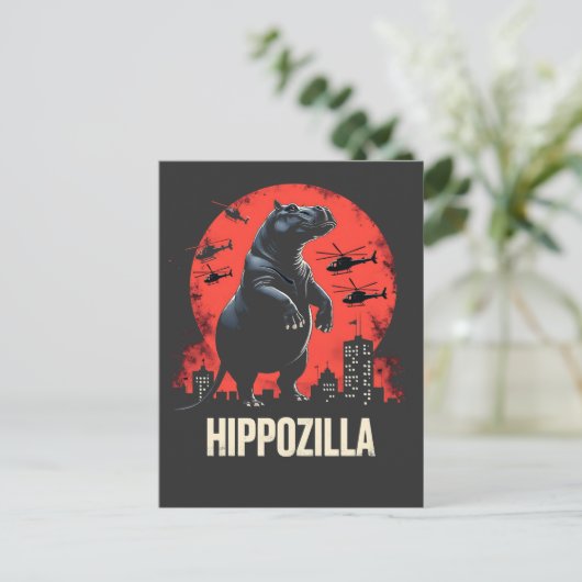 Hippozilla Spooky Moo Deng Baby Dwergnijlpaard Briefkaart (Staand voorkant)