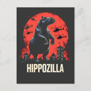 Hippozilla Spooky Moo Deng Baby Pygmy Hippo Briefkaart