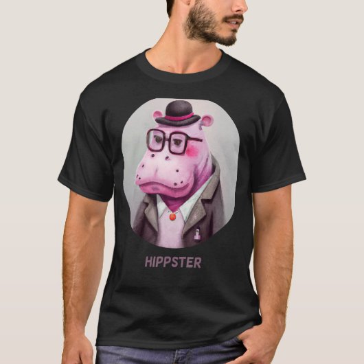 Hippster Hippo Hipster Cute Pun Animal Hippopotamu T-shirt (Voorkant)
