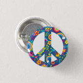 Hippy 60s Boho Peace Sign Ronde Button 3,2 Cm (Voorkant /achterkant)